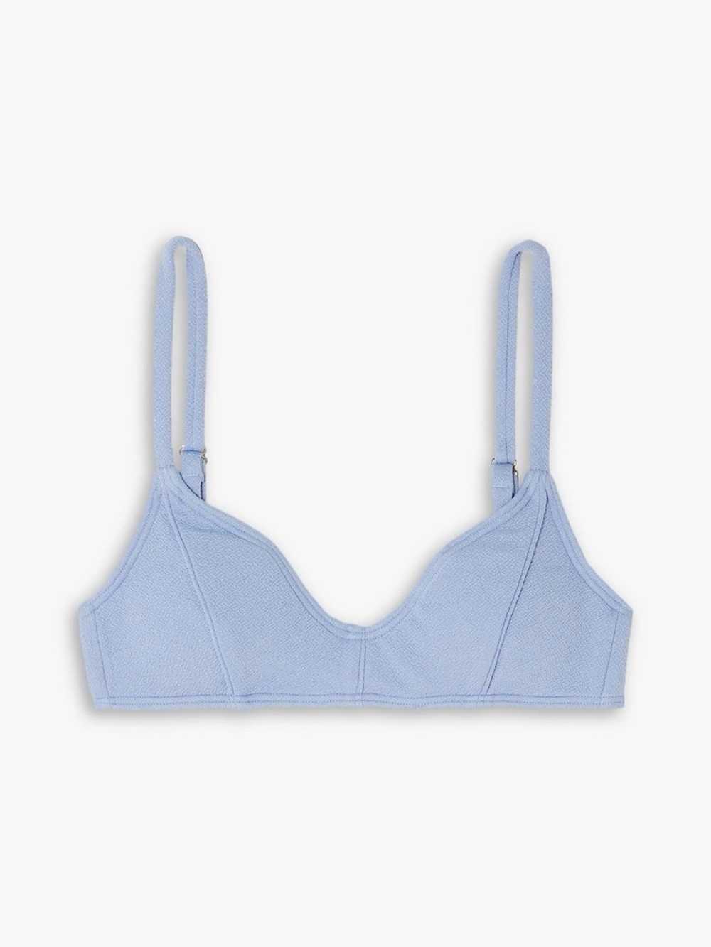 NWT Peony Swimwear ‘Stretch-Crepe Bikini Top’ in “Light Blue” UK Size 14 = Sz 10